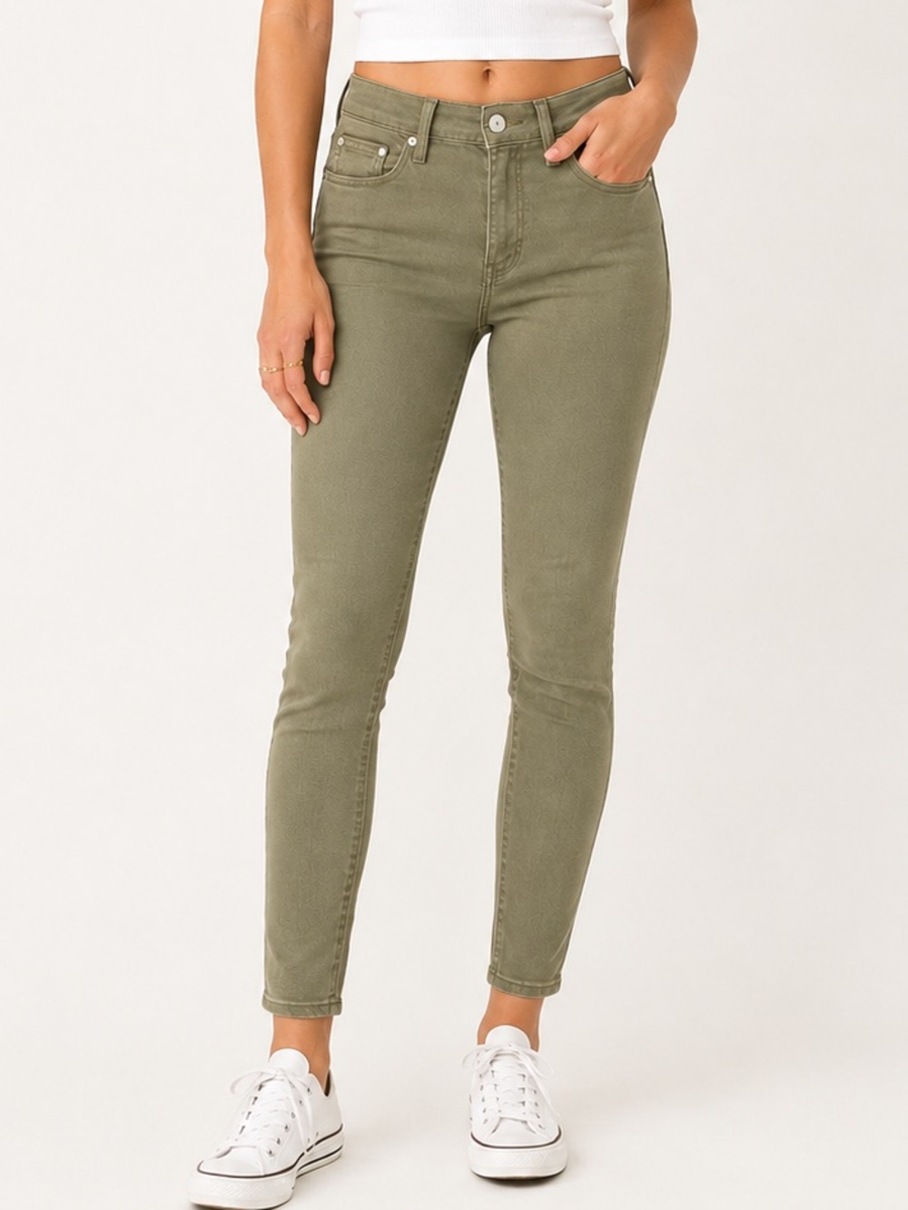 Hudson Natalie Midrise Ankle Super Skinny Jeans Olive Green Size 28 NWT